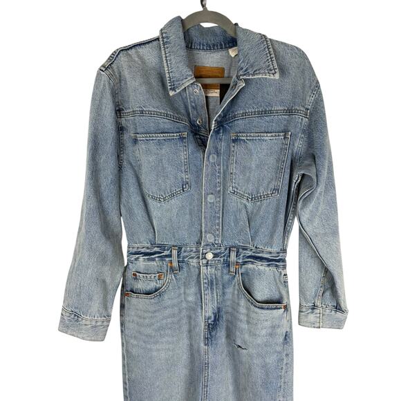 Levis Denim Midi Shirt Dress Long Sleeve Standard Fit Casual Classic Blue Sz 28 - Picture 8 of 14